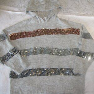 Nine West Hooded Sweater w/Sequin Accent size L